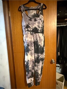 Hippie Rae Tie-Dye Black & White Sleeveless Jumpsuit